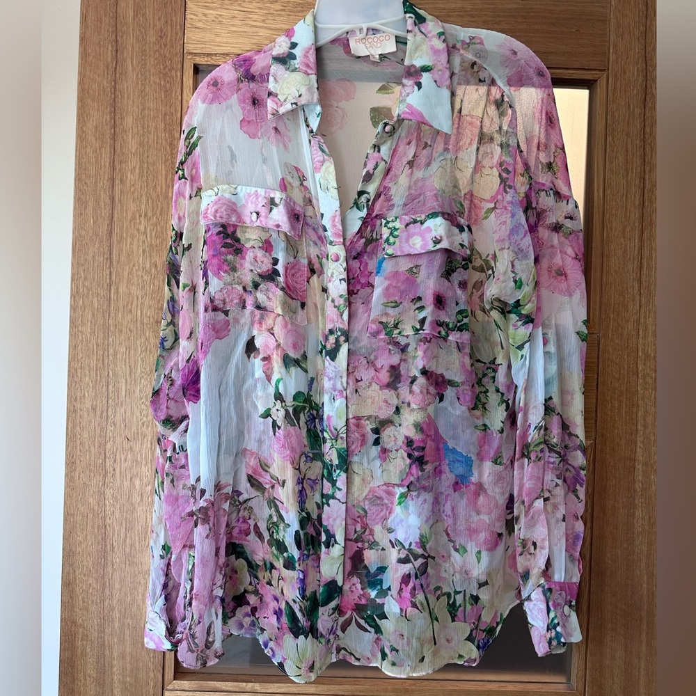 ROCOCO SAND Blouse in Pink Floral w/Cami (Size Medium)